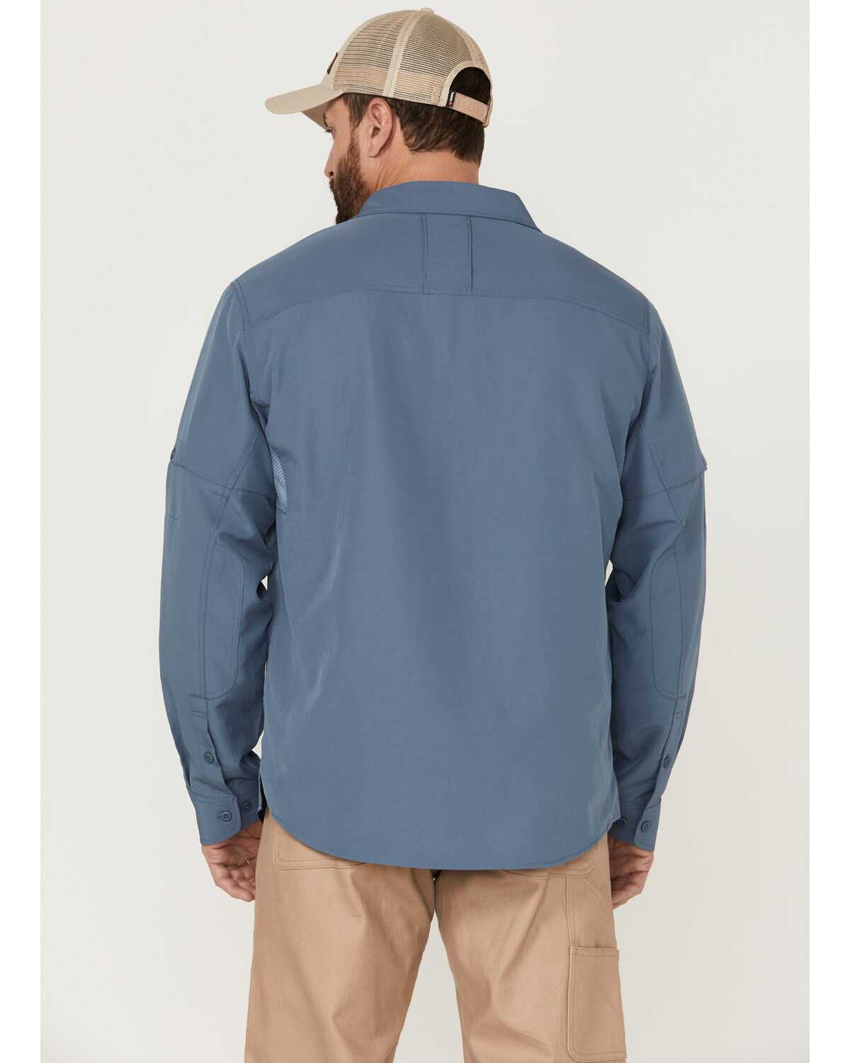 Image #4 - Brothers and Sons Men's Dobby Performance Long Sleeve Button-Down Western Shirt, Indigo, hi-res