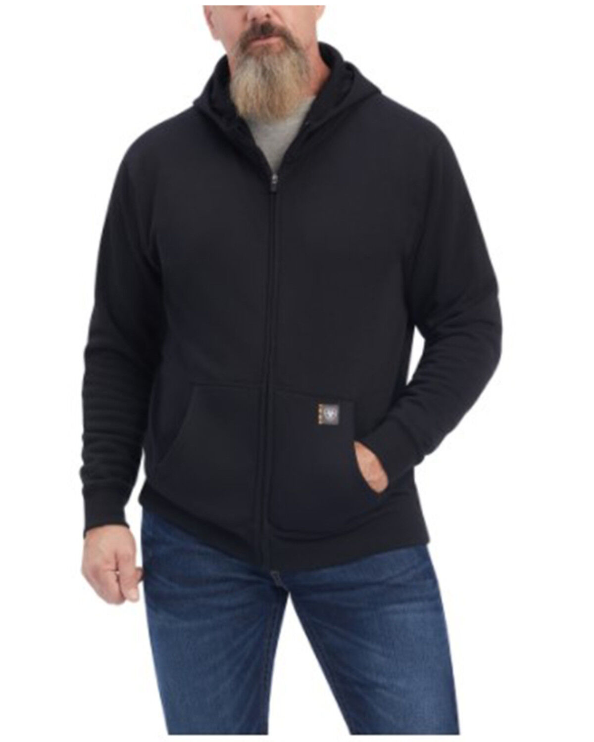 Image #1 - Ariat Men's Rebar Workman Reflective Flag Graphic Hooded Work Jacket, Black, hi-res