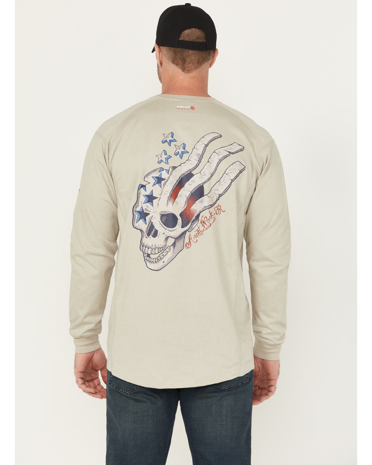 Ariat Men's FR Air USA Scream Long Sleeve Work T-Shirt, Grey, hi-res