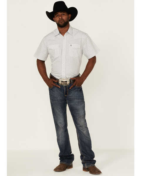 Image #2 - Rodeo Clothing Men's Diamond Geo Print Short Sleeve Snap Western Shirt , White, hi-res