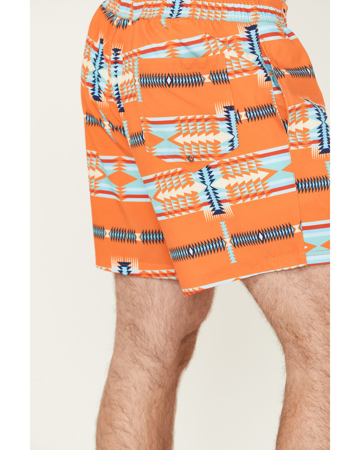 Image #4 - Panhandle Men's Southwestern Print Stretch Board Shorts, Orange, hi-res