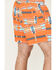 Image #4 - Panhandle Men's Southwestern Print Stretch Board Shorts, Orange, hi-res