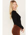 Image #2 - Shyanne Women's Pointelle Ruffle Trim Crop Top, Black, hi-res
