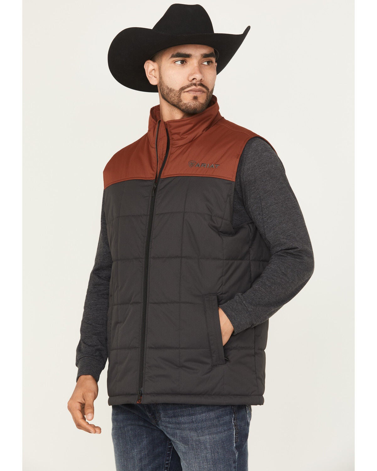 Image #2 - Ariat Men's Crius Concealed Carry Insulated Vest, Dark Grey, hi-res