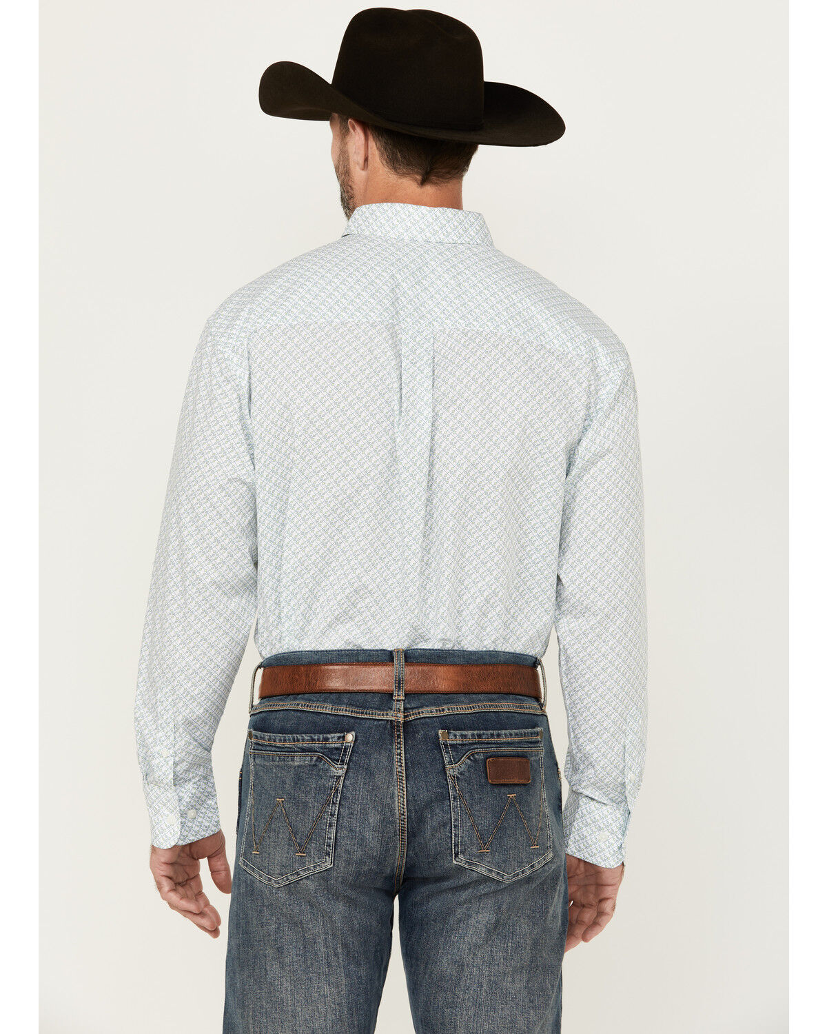 Image #4 - Wrangler Men's Classic Print Long Sleeve Button-Down Western Shirt, White, hi-res