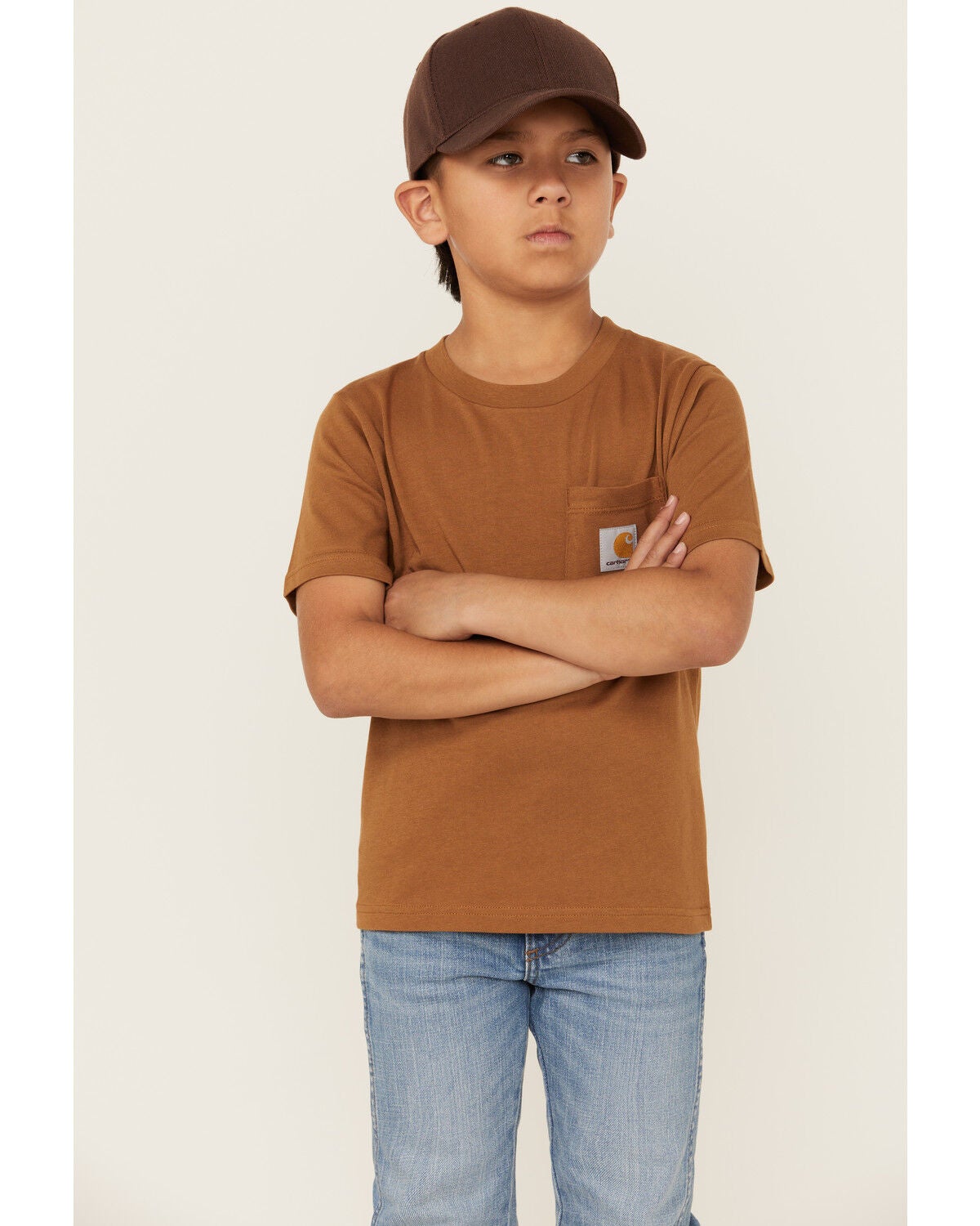 Carhartt Boys' Solid Short Sleeve Pocket T-Shirt, Brown, hi-res