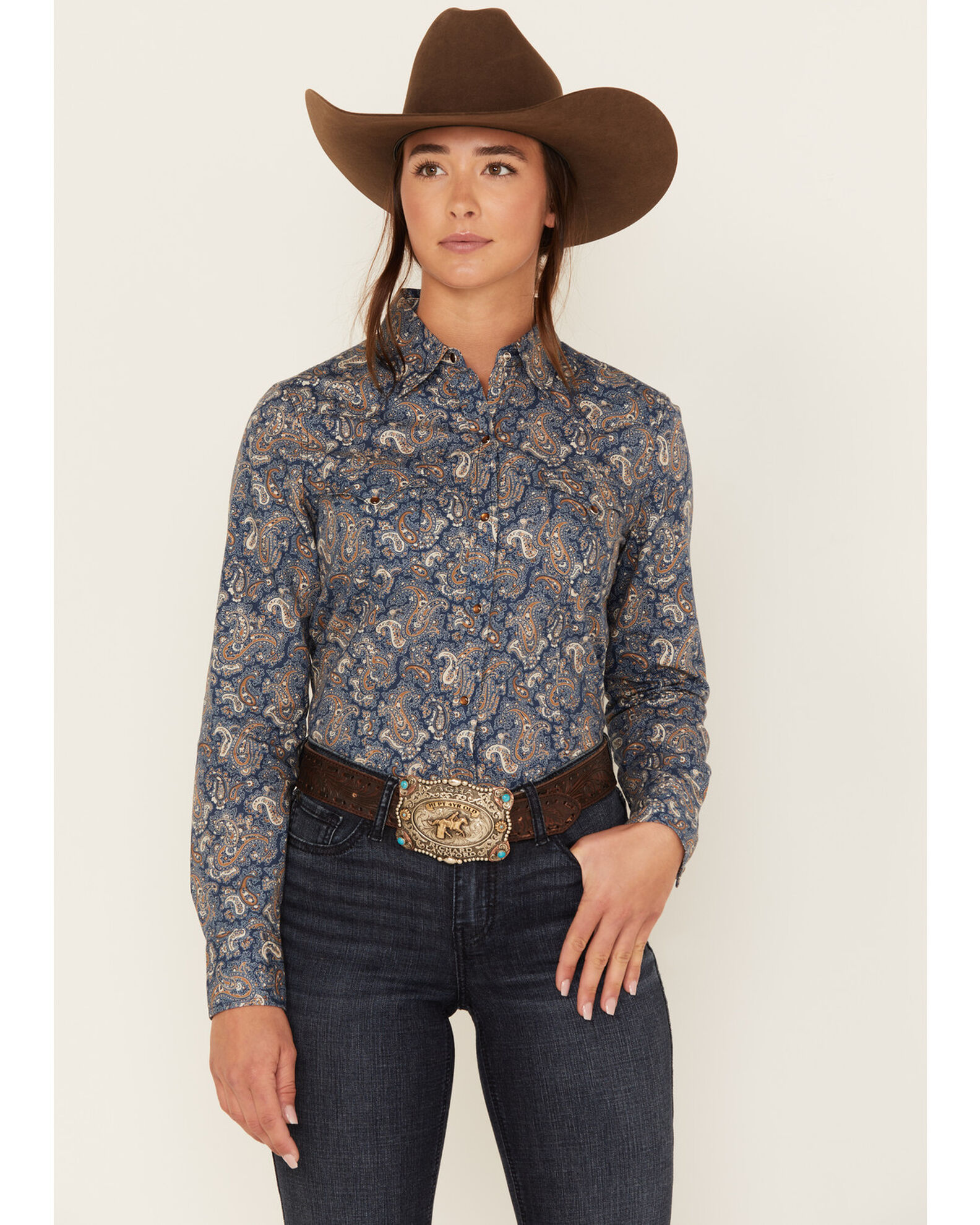 Roper Women s Paisley Print Long Sleeve Snap Western Shirt