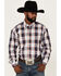 Image #1 - Roper Men's Liberty Bell Large Plaid Print Long Sleeve Button-Down Western Shirt, Blue, hi-res