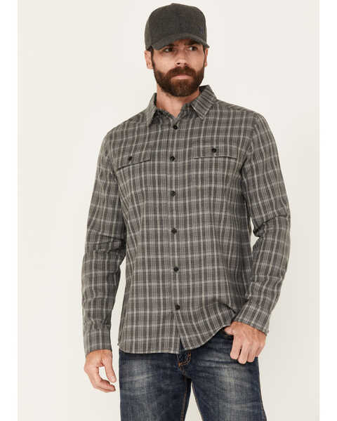 Brothers & Sons Men's Brewster Everyday Plaid Print Long Sleeve Button-Down Flannel Shirt, Steel, hi-res