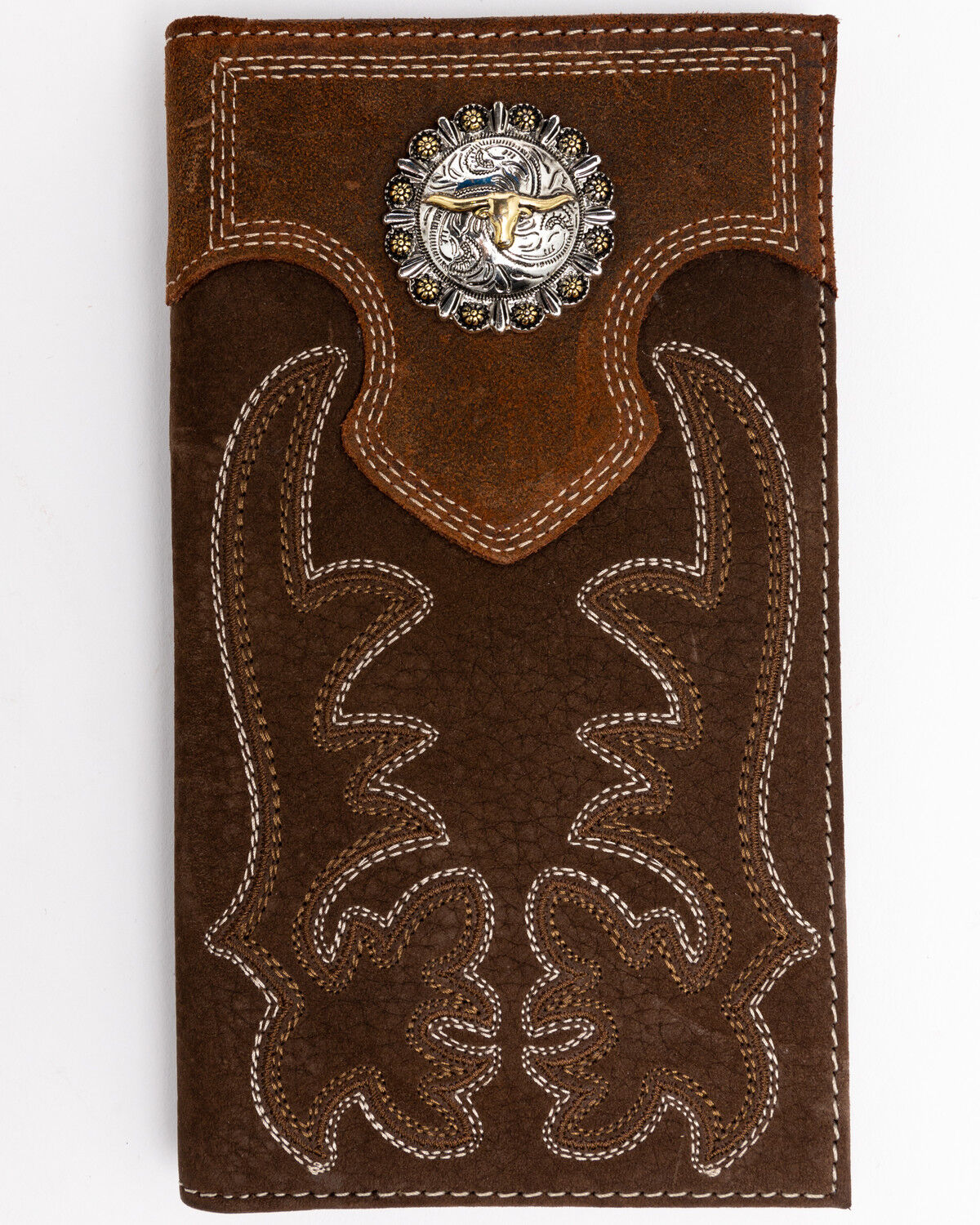 Image #1 - Cody James Men's Boot Stitch Long Horn Leather Checkbook Wallet, Tan, hi-res