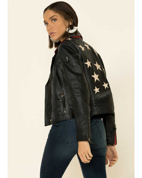 Image #1 - Mauritius Women's Christy Scatter Star Leather Jacket , Black, hi-res
