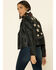 Mauritius Women's Christy Scatter Star Back Leather Jacket , Black, hi-res