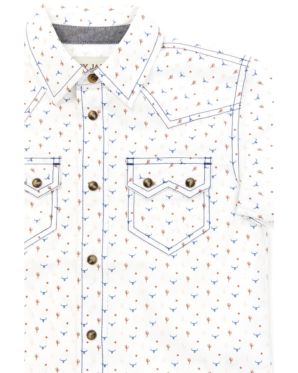 Image #2 - Cody James Toddler Boys' Bull Cactus Print Short Sleeve Snap Western Shirt, White, hi-res