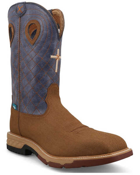 Image #1 - Twisted X Men's 12" Waterproof Western Work Boots - Alloy Toe, Grey, hi-res