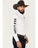Image #2 - Ely Walker Men's Logo Embroidered Long Sleeve Pearl Snap Western Shirt, White, hi-res