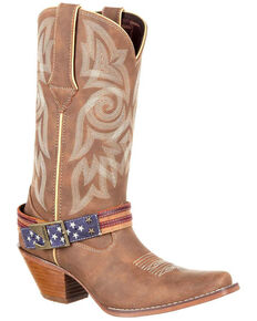 Crush by Durango Women's Flag Accessory Western Boots, Brown, hi-res