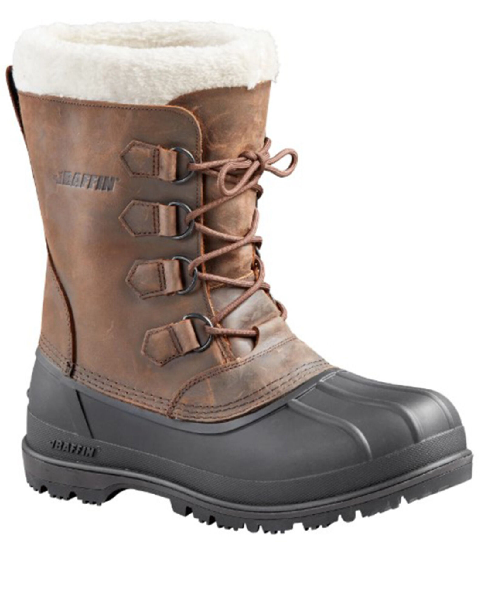 Baffin Men s Brown Canada Waterproof Faux Fur Leather Tundra Work Boots Round Toe