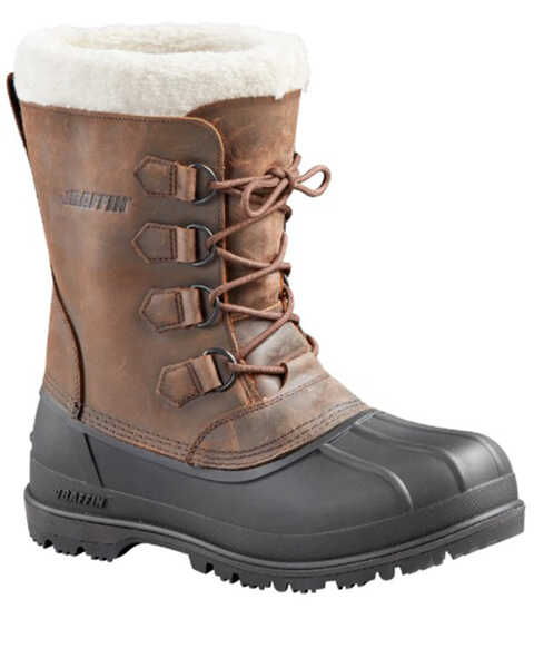 Baffin Men's Brown Canada Waterproof Faux Fur Leather Tundra Work Boots - Round Toe, Brown, hi-res