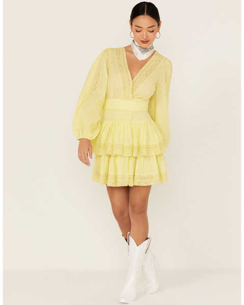 Image #3 - Maia Bergman Women's Mika Lace Tiered Dress, Yellow, hi-res