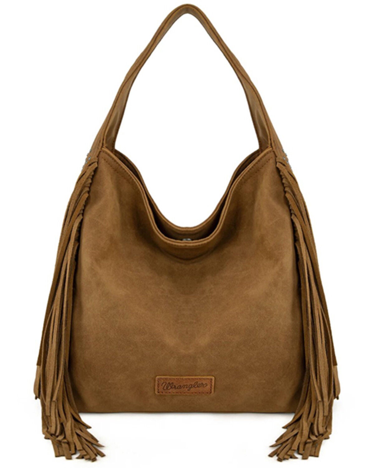 Image #1 - Wrangler Women's Shiloh Fringe Studded Hobo Bag, Brown, hi-res