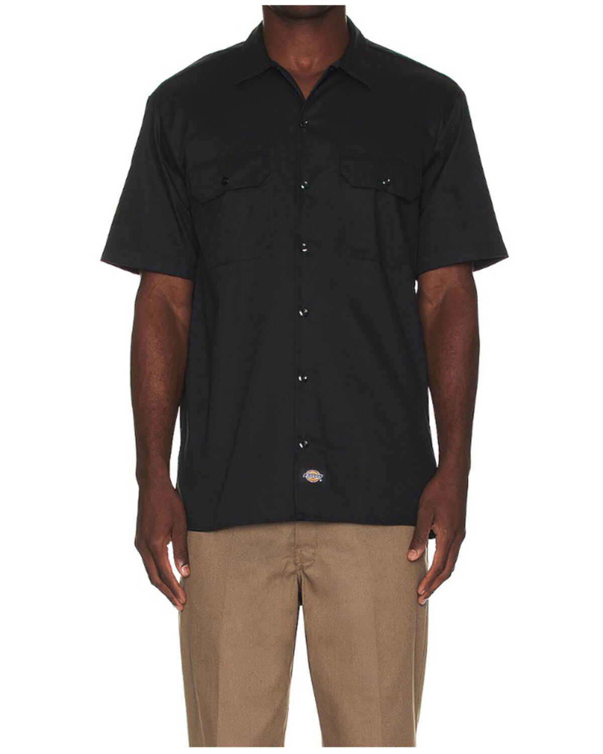Dickies Men's Solid Twill Short Sleeve Button-Down Work Shirt, No Color, hi-res