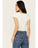 Image #4 - Shyanne Women's V Neck Short Sleeve Stretch Knit Top, Cream, hi-res
