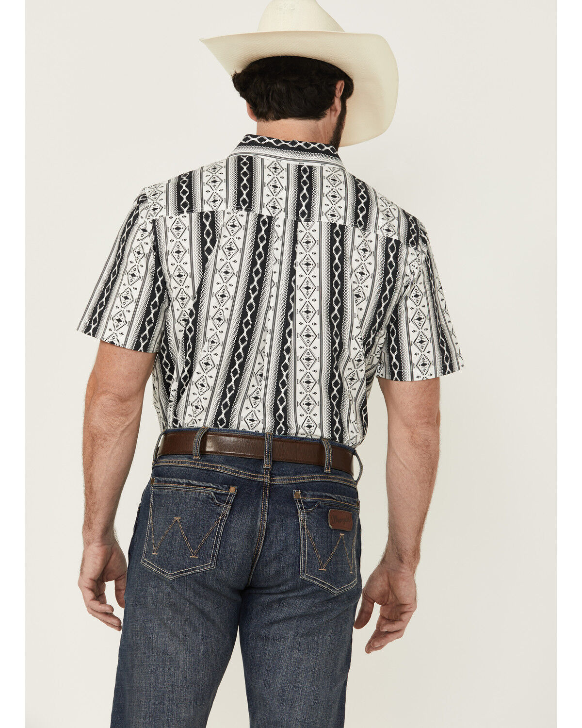 Image #4 - RANK 45® Men's Buffalo Southwestern Striped Print Short Sleeve Button-Down Stretch Western Shirt, White, hi-res