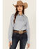 Image #1 - Cinch Women's Striped Long Sleeve Button-Down Western Shirt, Blue, hi-res