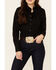 Wrangler Women's Long Sleeve Snap Stretch Western Top, Black, hi-res
