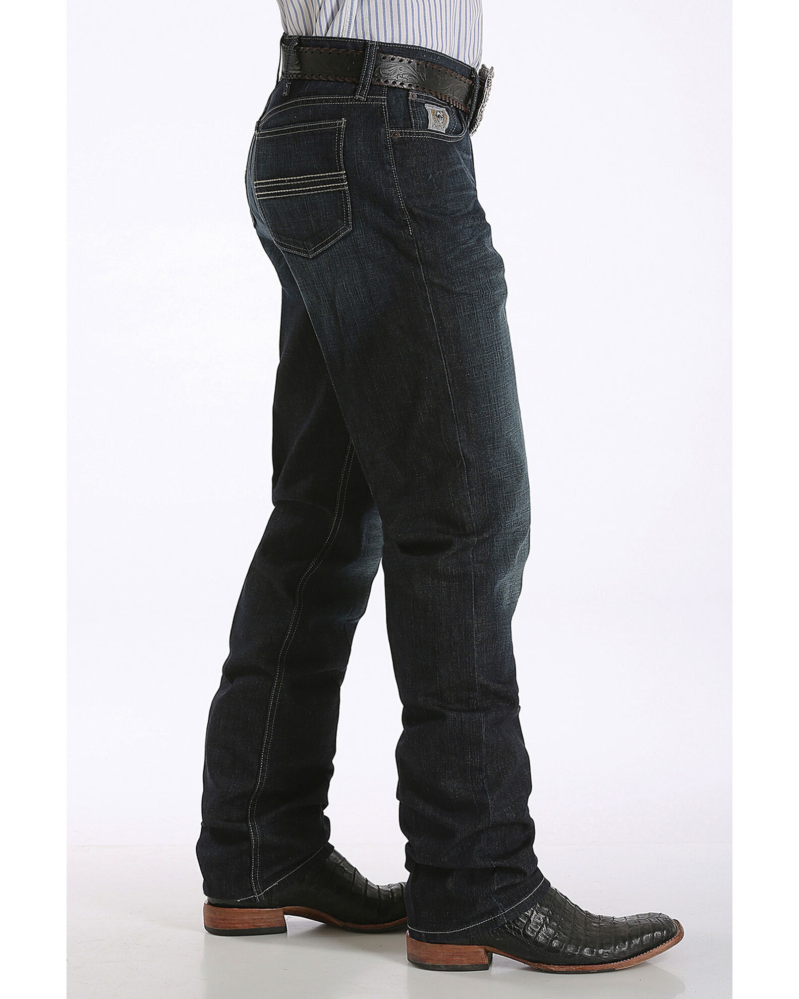 新品即決 Cinch Men's Stretch Straight Slim Wash Dark Label Silver ドッグフード