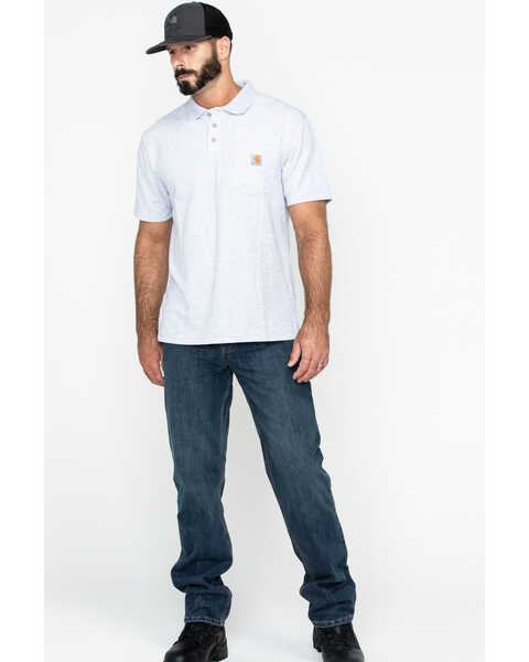 Image #6 - Carhartt Men's Contractor's Pocket Short Sleeve Polo Work Shirt - Big & Tall, Hthr Grey, hi-res