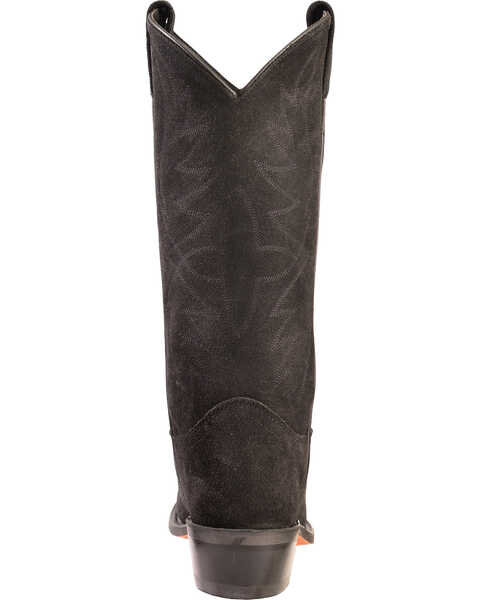 Old West Roughout Suede Cowboy Boots - Pointed Toe, Black, hi-res