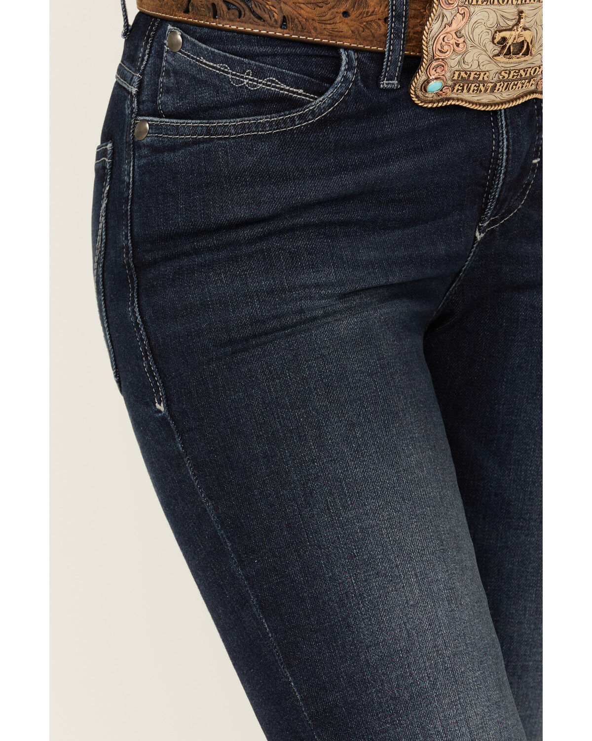 Image #2 - Wrangler Women's Willow Dark Wash Mid Rise Ultimate Riding Trouser Jeans, Dark Wash, hi-res