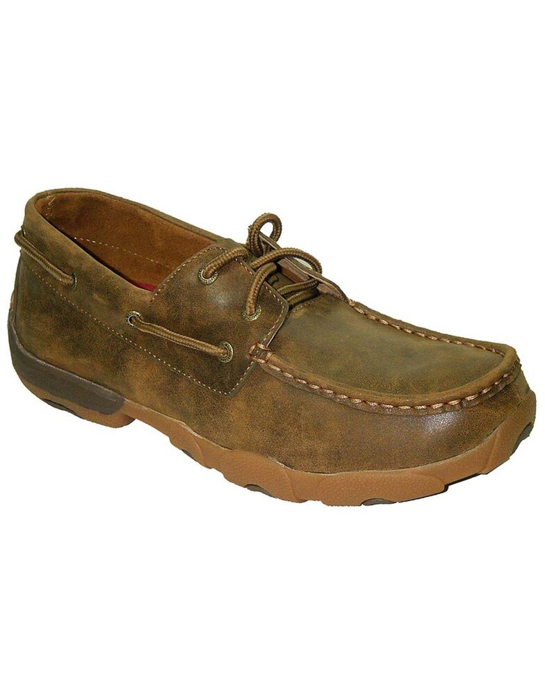 Twisted X Lace-Up Driving Moccasins, Brown, hi-res