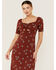 Image #2 - Lush Women's Ruched Front Midi Knit Dress, Rust Copper, hi-res