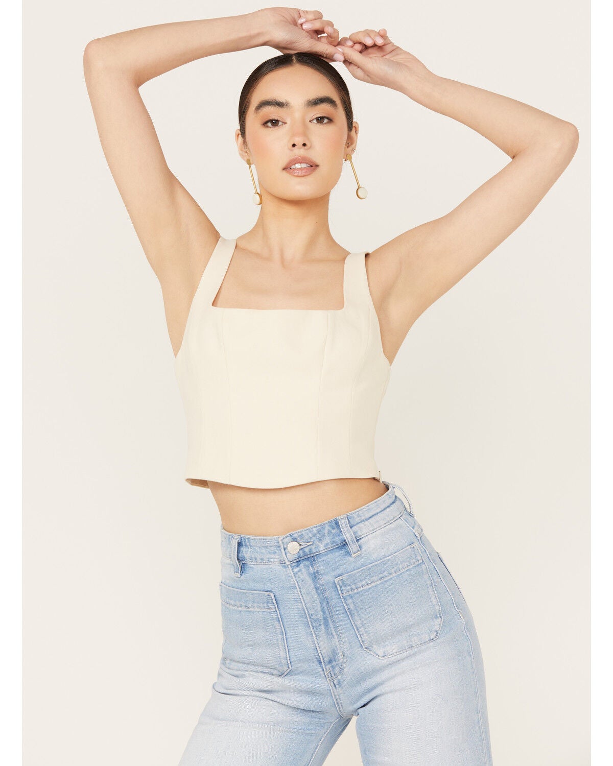 Show Me Your Mumu Women's Sleeveless Corset Top, Off White, hi-res