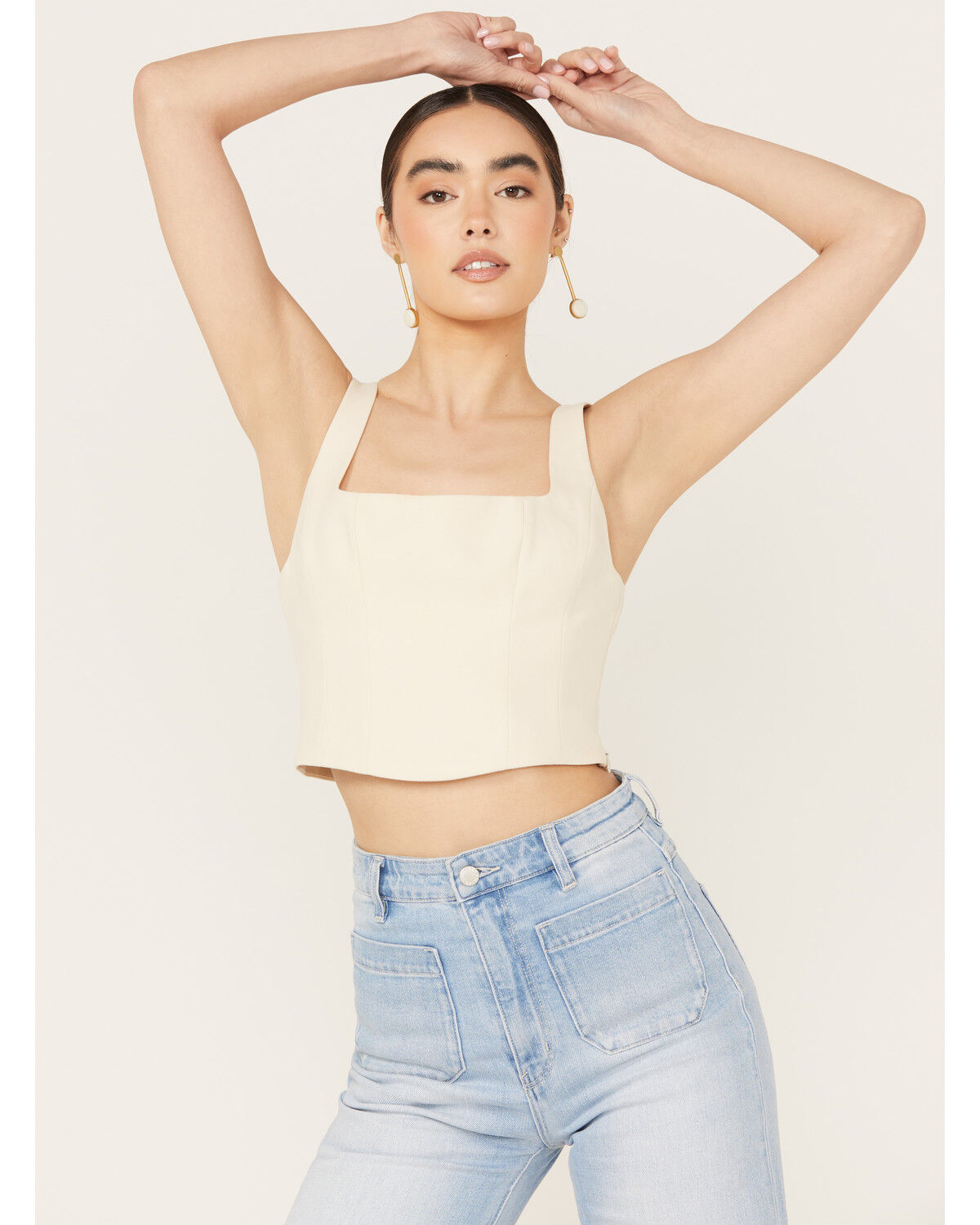 Image #1 - Show Me Your Mumu Women's Sleeveless Corset Top, Off White, hi-res
