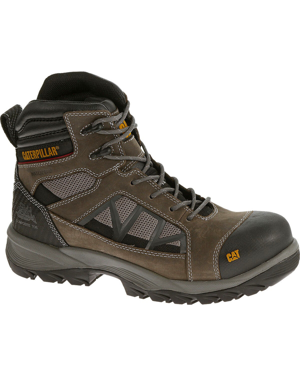 Image #2 - CAT Men's Compressor 6" Waterproof Work Boots - Composite Toe, Grey, hi-res
