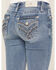 Image #5 - Miss Me Women's Medium Wash Mid Rise Faux Flap Pocket Bootcut Stretch Denim Jeans, Medium Wash, hi-res