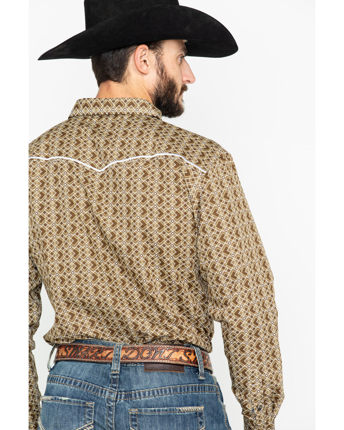 Image #2 - Cowboy Hardware Men's Double Diamond Print Long Sleeve Western Shirt, , hi-res