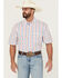 Image #1 - George Strait by Wrangler Men's Plaid Print Short Sleeve Button-Down Western Shirt - Tall, White, hi-res
