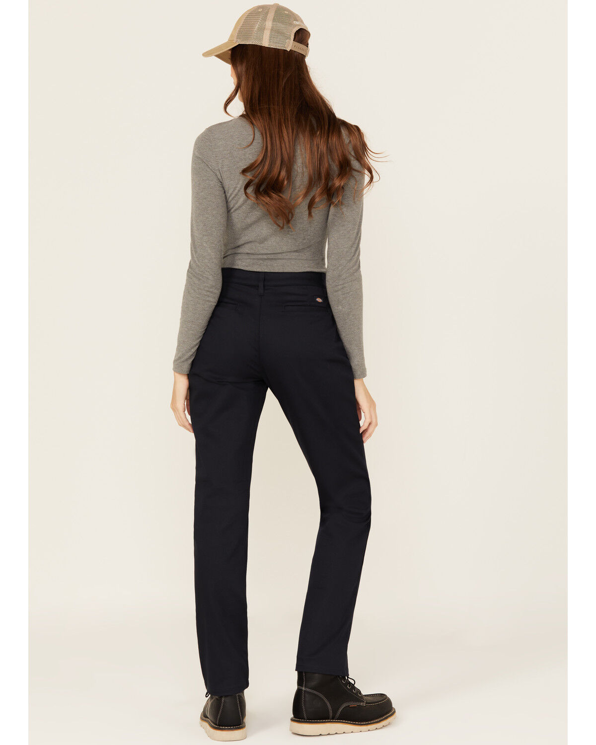 Image #3 - Dickies Women's Mid Rise Straight Stretch Twill Work Pants, Navy, hi-res