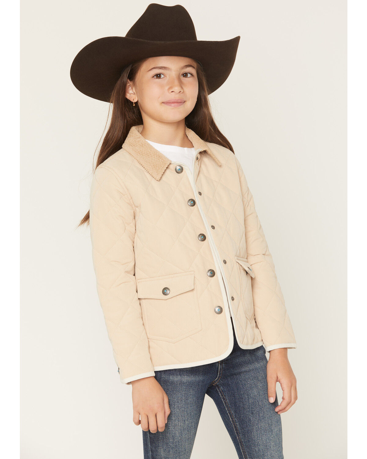 Image #1 - Shyanne Girls' Lilbet Quilted Snap Jacket, Khaki, hi-res