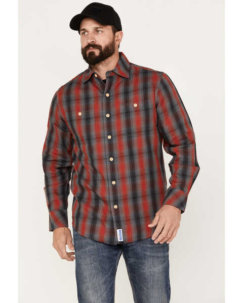 Resistol Men's Yuma Plaid Print Long Sleeve Button Down Western Shirt, Black/red, hi-res