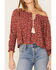 Image #2 - Wild Moss Women's Rust Floral Peasant Top, Rust Copper, hi-res