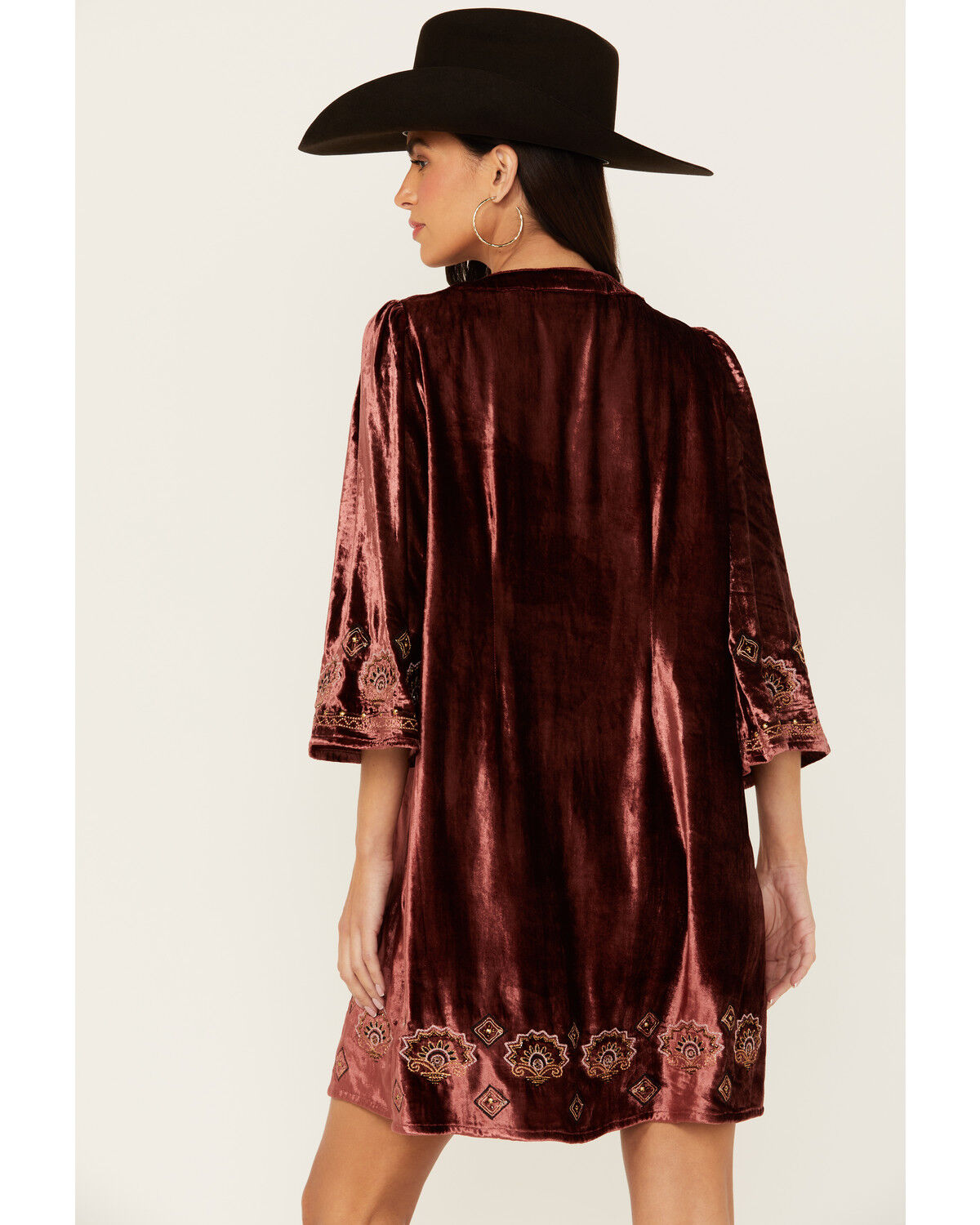 Image #4 - Shyanne Women's Velvet Beaded Mini Dress, Dark Red, hi-res