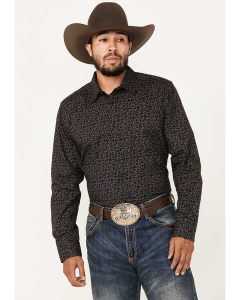 Gibson Trading Co Men's Ditsy Floral Print Long Sleeve Button-Down Western Shirt, Black, hi-res
