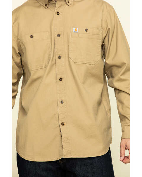 Image #4 - Carhartt Men's Rugged Flex Rigby Long Sleeve Work Shirt, Beige/khaki, hi-res