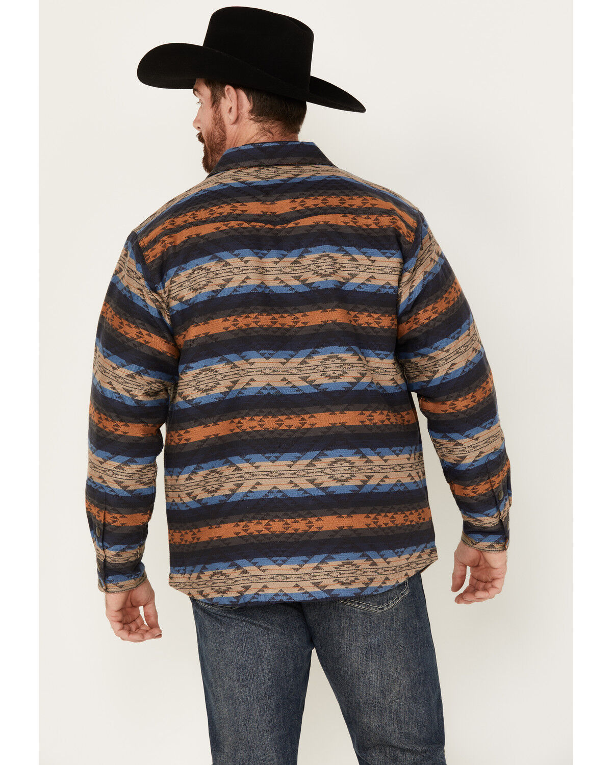 Image #4 - Ariat Men's Hartland Southwestern Snap Shirt Jacket, Navy, hi-res