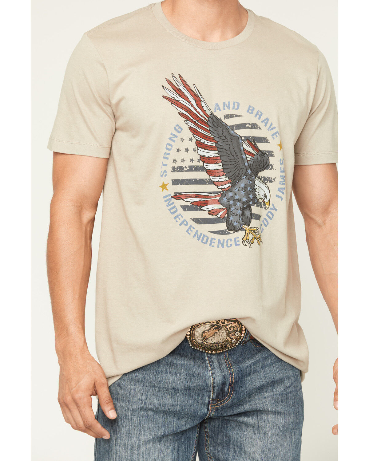 Image #3 - Cody James Men's Strong And Brave Short Sleeve Graphic T-Shirt, Tan, hi-res